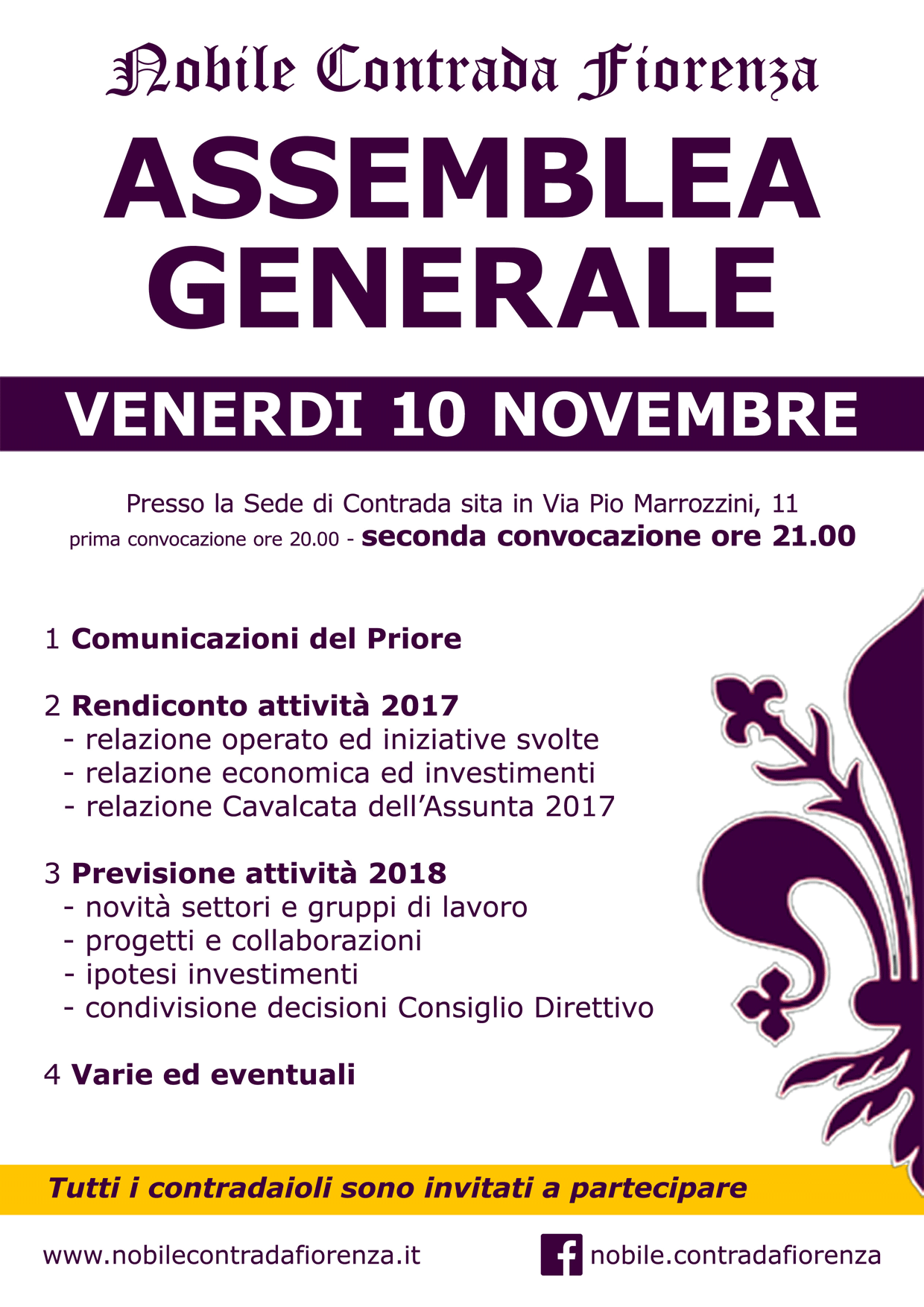 Fermo: il 10 novembre l'Assemblea della Contrada Fiorenza