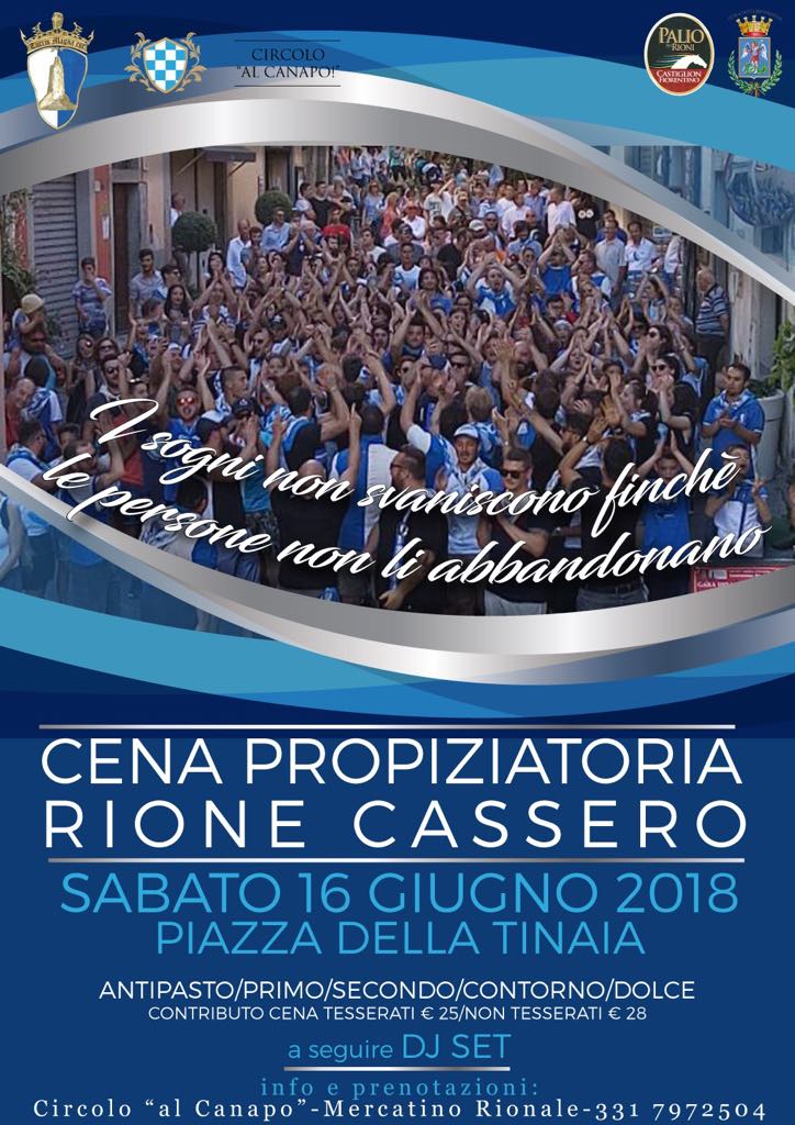 Rione Cassero: sabato la Cena Propiziatoria